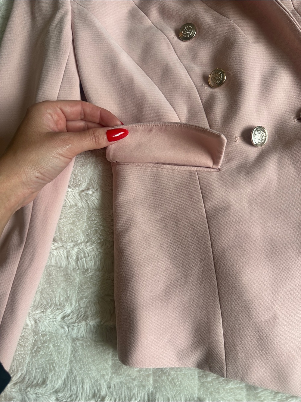 White House Black Market Light Pink Double-Breasted Blazer - Picture 4 of 4